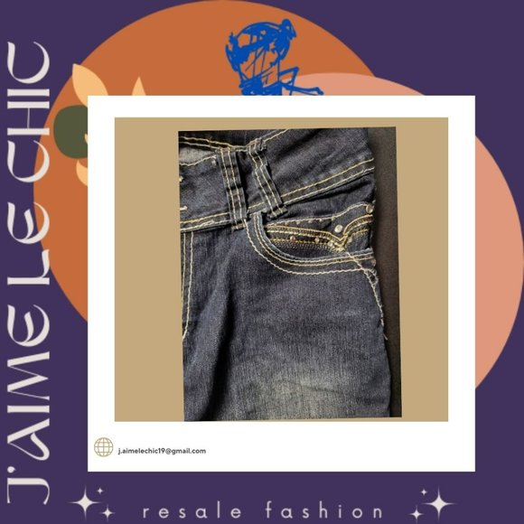 Angel Jeans Dark Washed Jeans with Decorated Pockets - Picture 2 of 4